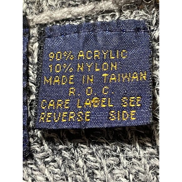 Vintage LeRoy Knitwear Geometric Retro Cardigan Sweater Gray Black 80s Taiwan SM - Picture 8 of 12